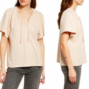 Madewell Light Pink Blouse with Tassel Tie